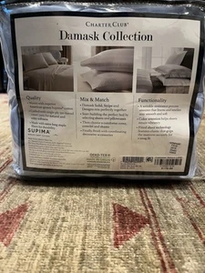 Charter Club Damask Solid 550 TC 4pc Queen Sheet Set Blue Color New - Picture 1 of 5
