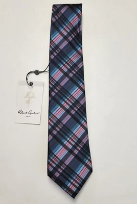 Nueva corbata de cuello para hombre Robert Graham 100 % seda azul rosa SAMIR cuadros a cuadros $130 Foto 1 de 4