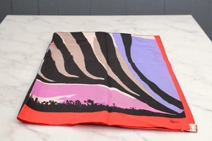 Vtg Prima Vera Collection Signed 100% Silk Scarf 31"x31" Black Red Purple - Picture 1 of 6