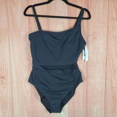 Traje de baño de una pieza Bleu Rod Beattie para mujer 12 negro nailon elástico traje de baño Foto 1 de 4
