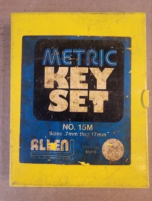 Vintage Allen Tools Metric Key Set Wrench People 85015 Hex Short Yellow Box Rare - Image 1 of 4