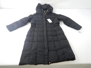 Cole Haan Women's Knee Length Hooded Quilted Down Coat, Black, Size XL - Picture 1 of 7