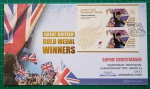LONDON 2012 PARALYMPIC GAMES BRITISH GOLD MEDAL WINNERS FDC SOPHIE CHRISTIANSEN - Picture 1 of 2