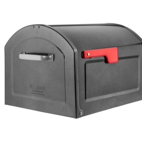 Post Mount Mailbox Residential Centennial Metallic Pewter Red Flag Large 950020p
