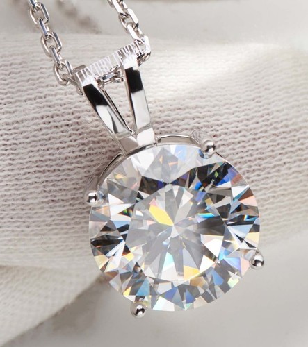 OFF WHITE RARO ciondolo solitario diamante trattato bianco sporco certificato 8 10 ct in argento 925