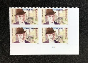 2024USA #5831 Three 3 Ounce Rate - Saul Bellow Literary Arts - Plate Block of 4 - Picture 1 of 2