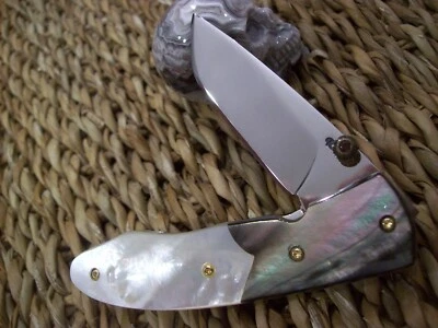 CUSTOM THAILAND KNIFE / MOTHER OF PEARL / BLACK PEARL / NEW 2018 - Image 1 of 4