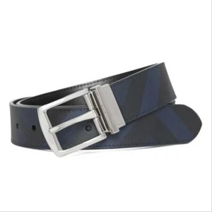 Burberry Men's Reversible Check Belt Black Blue Size 30/75 NEW - Picture 1 of 13
