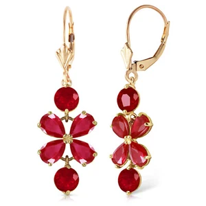 5.32 CTW 14K Solid Gold Chandelier Earrings Natural Ruby - Picture 1 of 3