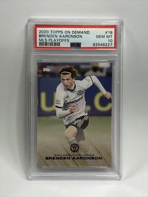 2020 Topps MLS Playoffs On Demand #18 BRENDEN AARONSON Rookie RC PSA 10 (Pop 19) - Image 1 of 2