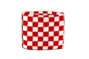 Schweißband Fahne Flagge Karo Rot-Weiß 7x8cm Armband für Sport 2er Set - Picture 1 of 1