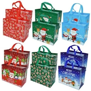 Christmas Gift Bags Tote-Bag with Handles - 12 Pack Reusable Non-Woven Xmas - Picture 1 of 7