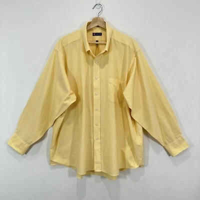 Chaps Oxford Shirt Men 2XL (18-18.5) Yellow Wrinkle Free Cotton Blend Button Up - Image 1 of 4