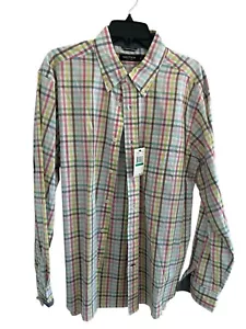 NWT Nautica Long Sleeve Dress Button-Down Shirt Yellow Multi Color Plaid Mens L - Picture 1 of 11