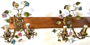 Coppia di applique d epoca liberty In rame e ceramica capodimonte - Foto 1 di 12