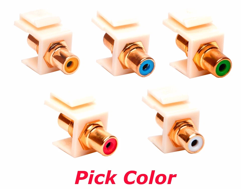 Acoplador de inserção de placa de parede RCA Keystone marfim - Branco, vermelho, amarelo, azul, verde - Imagem 1 de 1