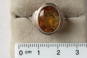 vecchio anello, vero argento, pietra centrale marrone/gialla (colore citrino) - Foto 1 di 5