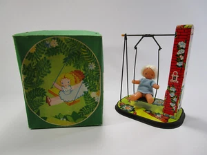 Vintage USSR Russian tin toy girl on swing wind up in box - Picture 1 of 8