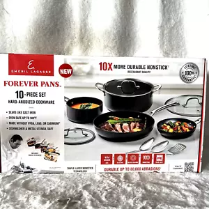 Emeril Lagasse 10 Pcs Set Forever Pans Pots Cookware Utensils Hard Anodized New - Picture 1 of 13