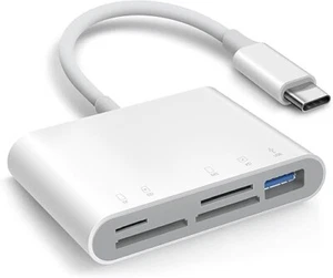 5 in 1 Memory Card Reader with USB-C Dual Connector Plug & Play iPhone MacBook - Afbeelding 1 van 9