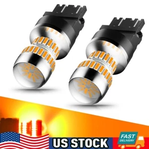 2X 3157 LED Front Turn Signal Parking Light Bulbs Amber Yellow Error Free Canbus - Picture 1 of 12