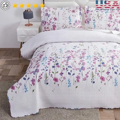 Colcha de hojas florales Full Queen liviana microfibra edredón almohada juego de fundas Foto 1 de 4