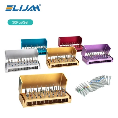 Bloque de soporte de desinfección de aluminio 30 fresas de pulido de diamantes dentales 1 pieza Foto 1 de 4