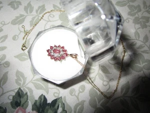 Vintage 10k Gold 19”.8mm Necklace w 10K 21mm  Gold Red ruby pendant - Picture 1 of 5