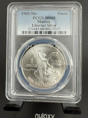 1985 MO Silver Mexico ONE OUNCE Libertad .999 1 Oz Brilliant UNC PCGS MS68! - Image 1 of 4