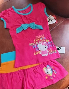 Sanrio Hello Kitty outfit Top Shirt & Skort Sz. 6X NWT + Bag (Used, Exc Cond) - Picture 1 of 3