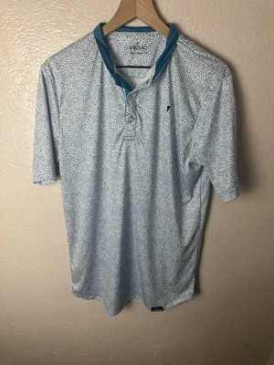 Camisa de golf Primo para hombre grande alta azul cuello hoja rendimiento polo elástico Foto 1 de 4