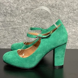 MAIERNISI JESSI donna Mary Jane tacco taglia 7 verde punta tonda chiusa tacco a blocco - Foto 1 di 18