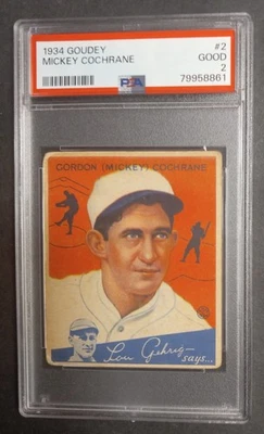 Goudey 1934 - #2 Mickey Cochrane - Salón de la fama - PSA 2 bueno Foto 1 de 2
