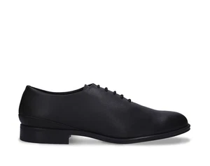 Men oxford shoes black vegan leather microfiber whole cut dress office flats - Imagen 1 de 6