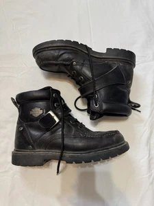 Harley Davidson Black Leather Motorcycle Boots Size 10  - Bild 1 von 9