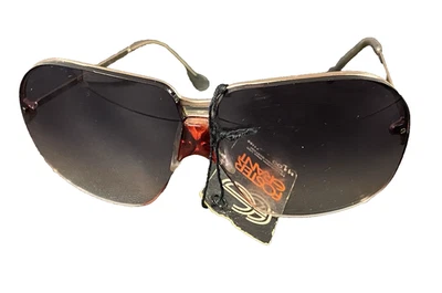 Vintage Foster Grant Gold Tone Red Nose Aviator Sunglasses NOS NEW Tags 1980 USA - Image 1 of 4