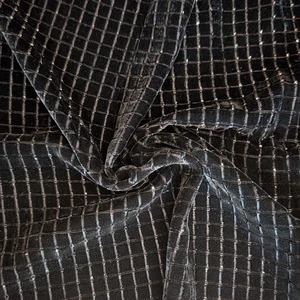 Black on black velvet grid fabric 73” L x 43.5” W sparkling dots - Picture 1 of 9