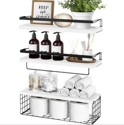 PACK de 3 estantes de madera montados en la pared estante de almacenamiento baño estantes flotantes para pared Foto 1 de 4