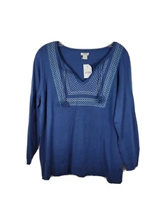 NWT J. Crew Factory Size Large blue cotton long sleeve blouse top - Picture 1 of 4