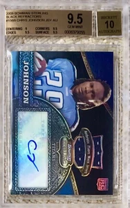 Camiseta deportiva Bowman Sterling 2008 refractor negra automática/50 Chris Johnson RC BGS 9,5/10 - Imagen 1 de 2