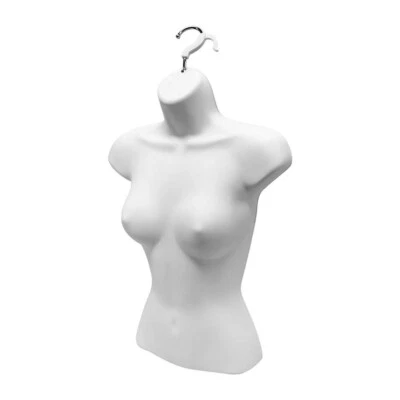 Set Of 2 PC Display Women Torso Female Plastic Hanging Mannequin Body Form White - Image 1 of 2