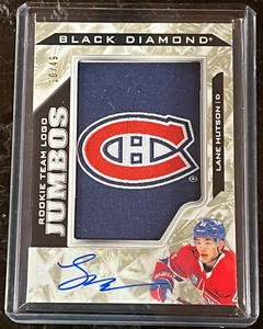 Lane Hutson Rookie Team Logo Jumbos Auto 10/49 2024-25 UD Black Diamond Habs - Bild 1 von 2