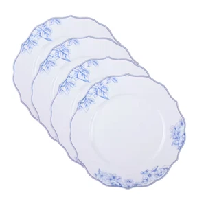 222 Fifth Hudson Valley Blue Porcelain Dinner Plates 10.5" w/Scalloped Rim Set/4 - Picture 1 of 1
