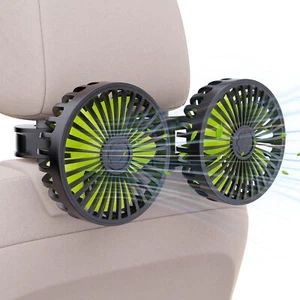 USB Car Cooling Fans for Backseat Dual Head Car Fan 3 Speeds 360° Rotatable - Picture 1 of 11