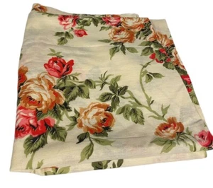 Vintage Baumwolle oder Leinen rot Rose Blumen Stoff creme 1,5 Yds x 46" W - Bild 1 von 8
