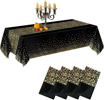 New Gold Dot Black Table Cover Party Supplies Tablecloth Decorations AU Stock - image 1 of 4
