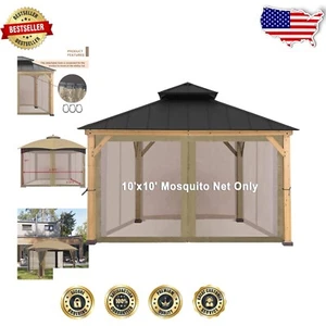 Water-Resistant Mosquito Netting Sidewalls - 10' x 10' Gazebo Compatible - Picture 1 of 9