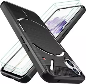 For Nothing Phone 1 Case, Slim Carbon Fibre Phone Cover + Screen Tempered Glass - Picture 1 of 15