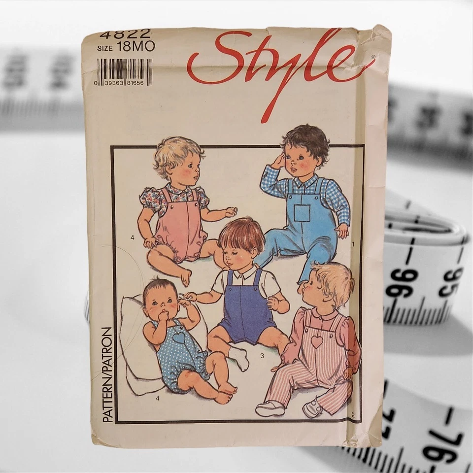 Style 4822 Size 18 months Infant Dungarees Jumper Top Uncut Vintage Pattern 1986 - Image 1 of 4