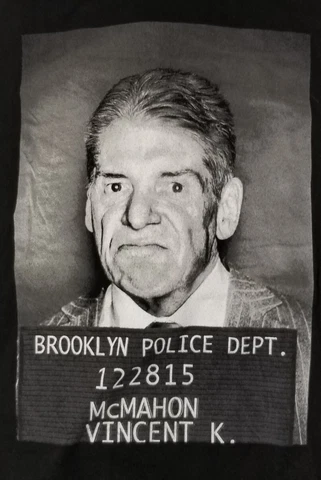 Retired WWE WWF Vince McMahon Police Mugshot No Chance in Hell Wrestling Shirt M Cover